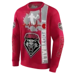 new mexico lobos football heartbeat red hoodie best selling