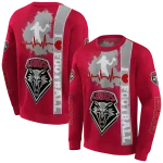 new mexico lobos football heartbeat red hoodie best selling