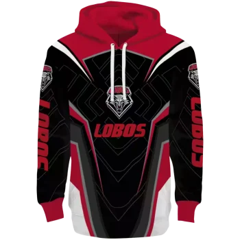 new mexico lobos futuristic pattern red black hoodie best selling