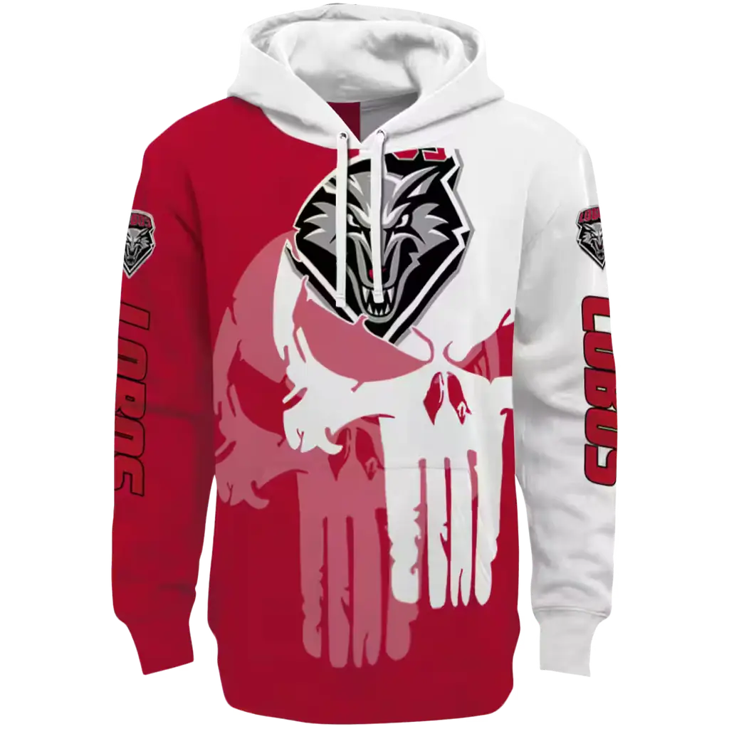 new mexico lobos graphic punisher red white hoodie best selling new mexico lobos graphic punisher red white hoodie best selling