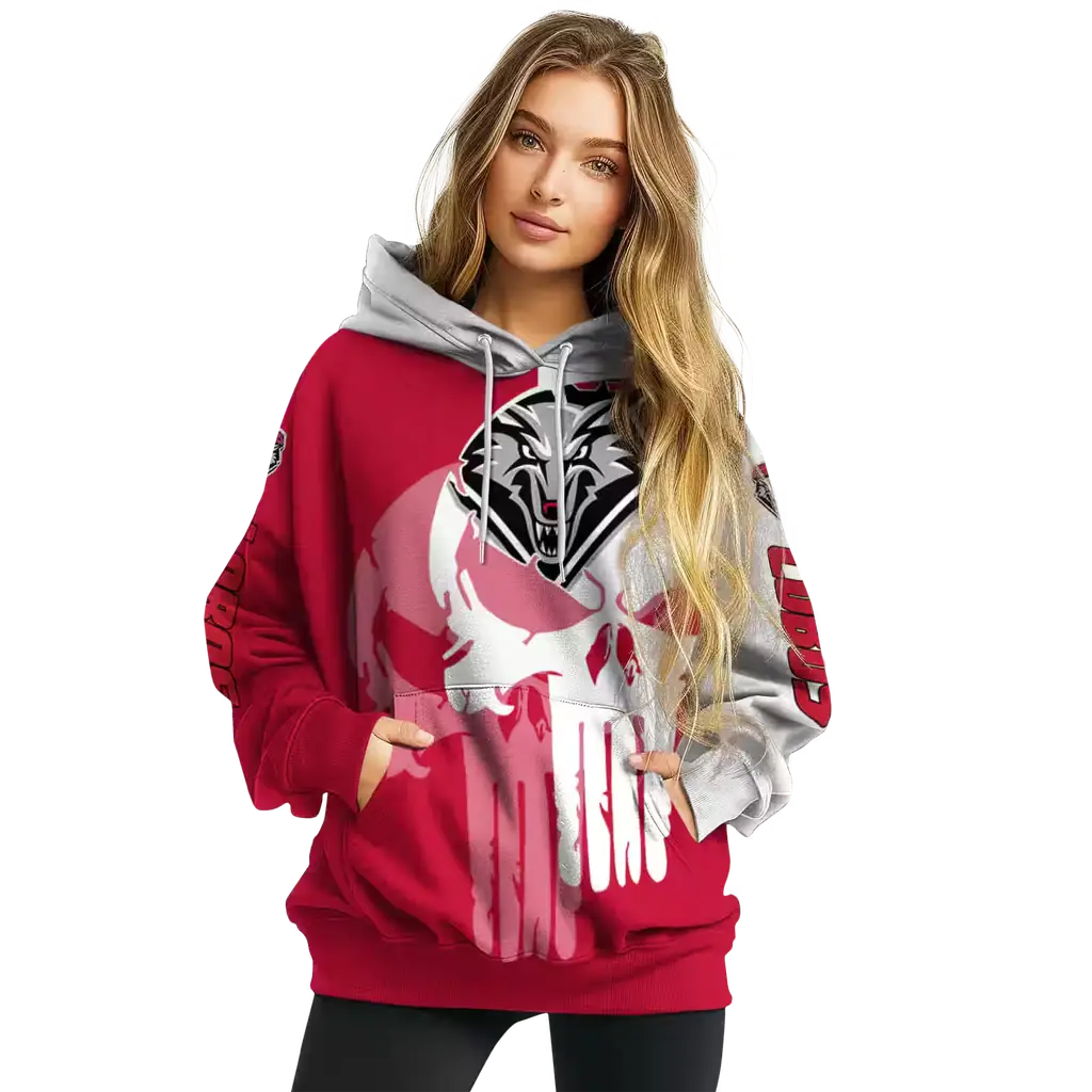 new mexico lobos graphic punisher red white hoodie high quality new mexico lobos graphic punisher red white hoodie high quality