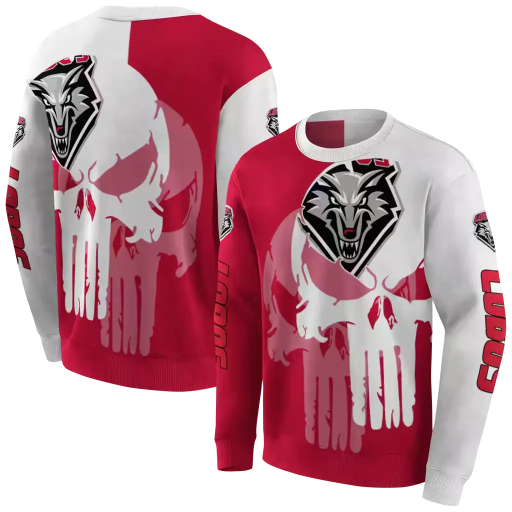 new mexico lobos graphic punisher red white hoodie premium grade new mexico lobos graphic punisher red white hoodie premium grade
