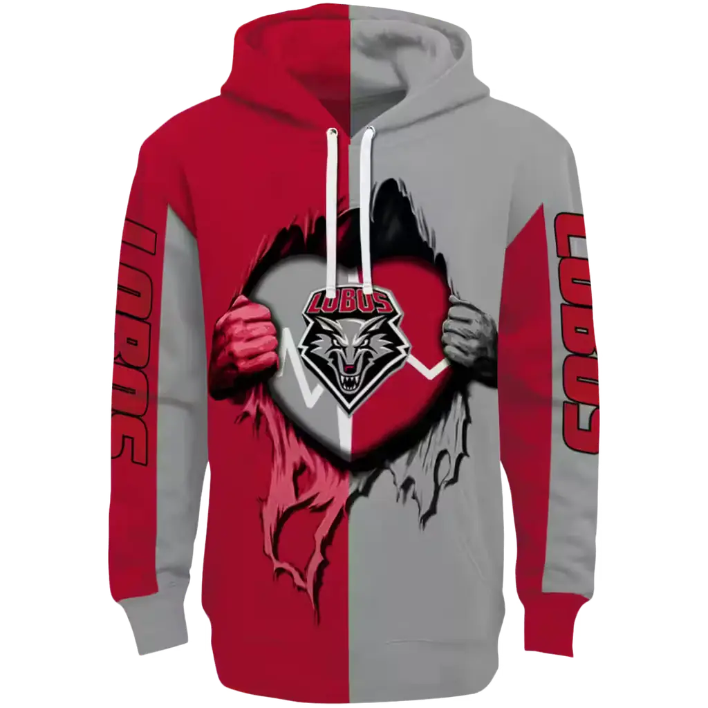 new mexico lobos heartbeat graphic red hoodie best selling new mexico lobos heartbeat graphic red hoodie best selling