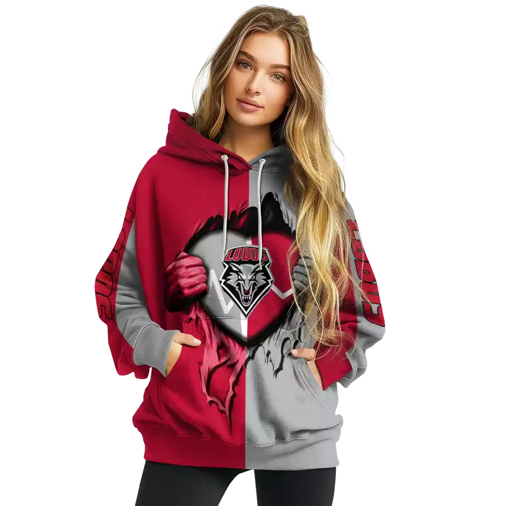new mexico lobos heartbeat graphic red hoodie high quality new mexico lobos heartbeat graphic red hoodie high quality
