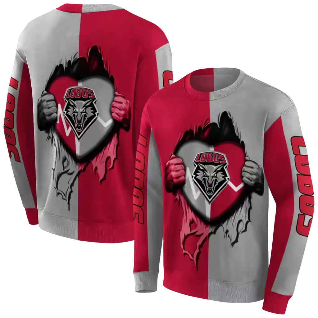 new mexico lobos heartbeat graphic red hoodie premium grade new mexico lobos heartbeat graphic red hoodie premium grade