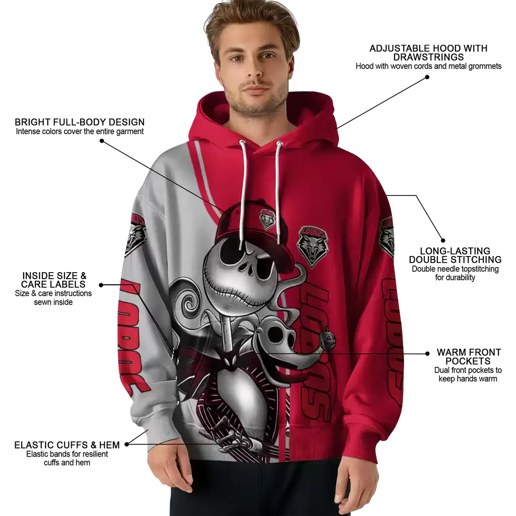 new mexico lobos jack skellington red hoodie latest model new mexico lobos jack skellington red hoodie latest model