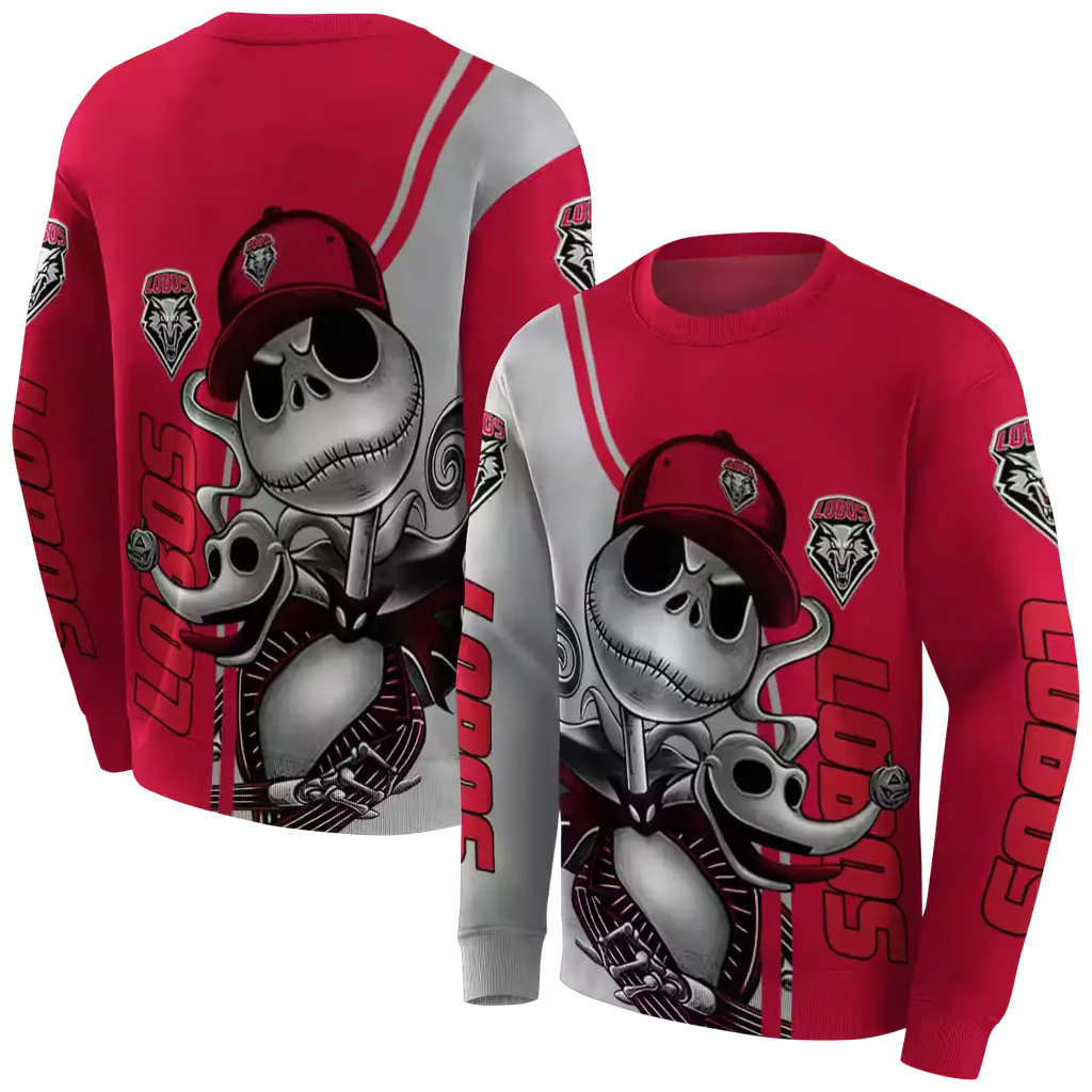 new mexico lobos jack skellington red hoodie premium grade new mexico lobos jack skellington red hoodie premium grade
