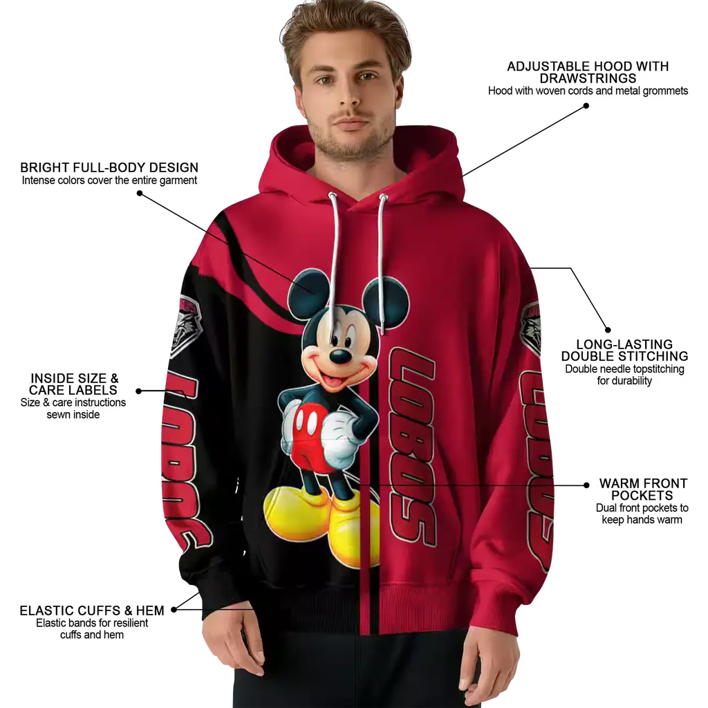 new mexico lobos mickey mouse red black hoodie latest model new mexico lobos mickey mouse red black hoodie latest model