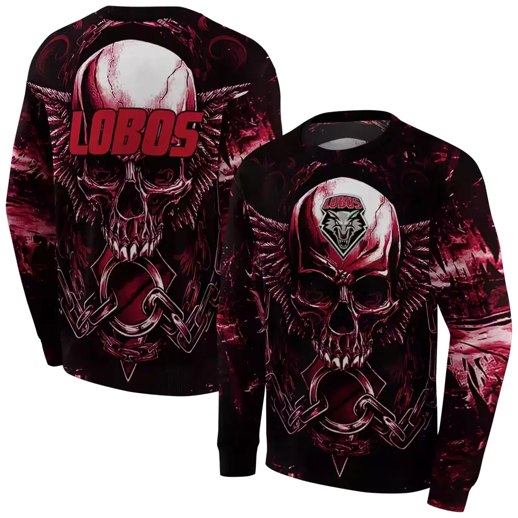 new mexico lobos skull artwork red black hoodie premium grade new mexico lobos skull artwork red black hoodie premium grade