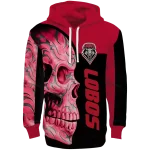 new mexico lobos skull motif red black hoodie best selling
