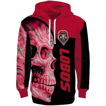 new mexico lobos skull motif red black hoodie best selling