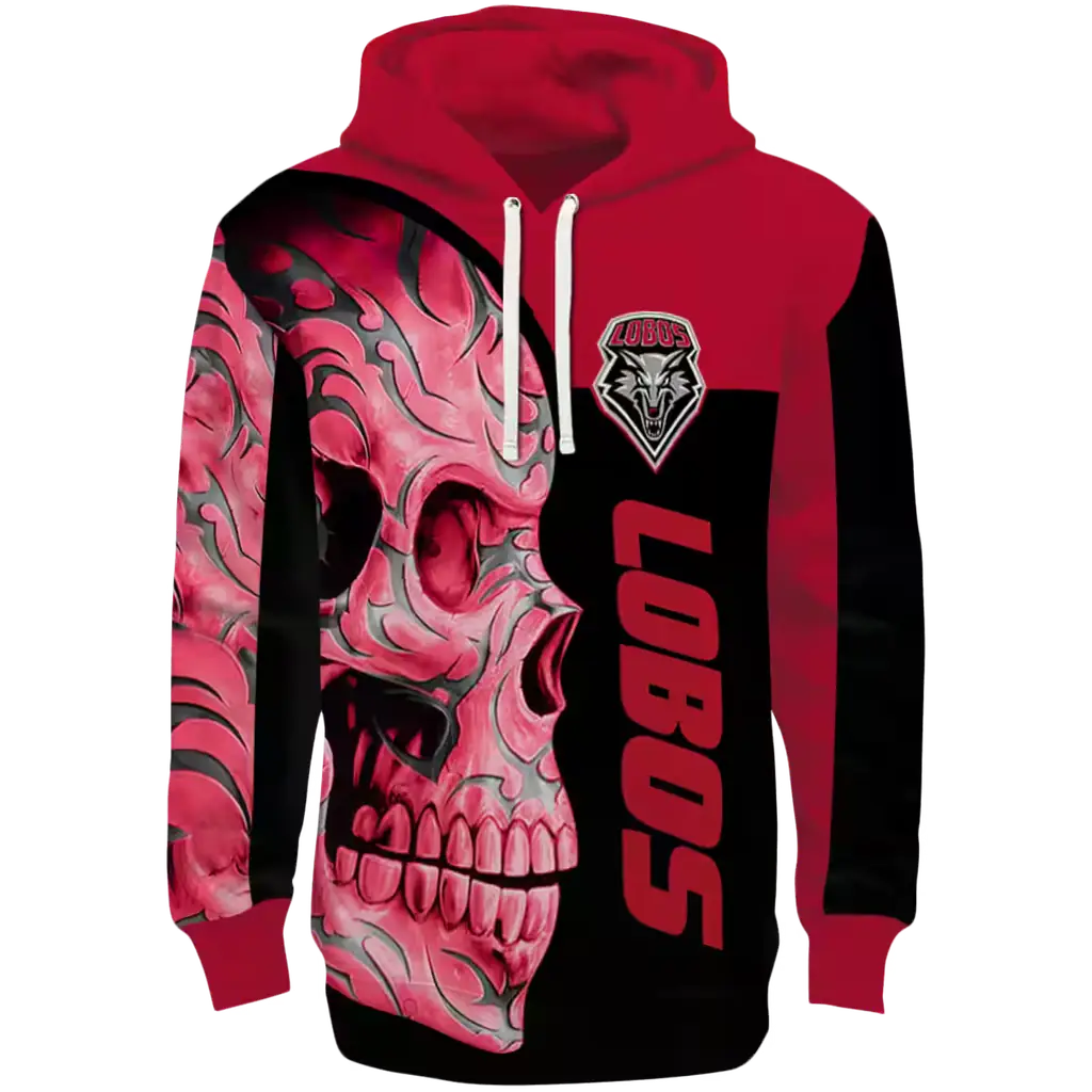 new mexico lobos skull motif red black hoodie best selling new mexico lobos skull motif red black hoodie best selling
