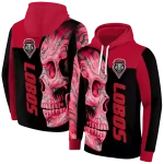 new mexico lobos skull motif red black hoodie best selling