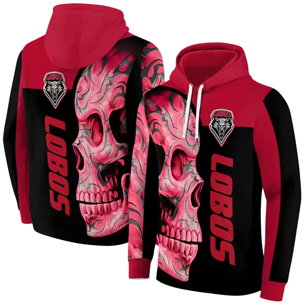 new mexico lobos skull motif red black hoodie fashion forward new mexico lobos skull motif red black hoodie fashion forward