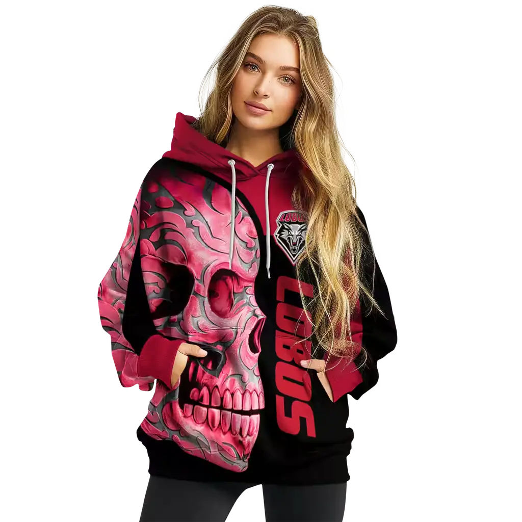 new mexico lobos skull motif red black hoodie high quality new mexico lobos skull motif red black hoodie high quality