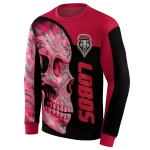 new mexico lobos skull motif red black hoodie best selling