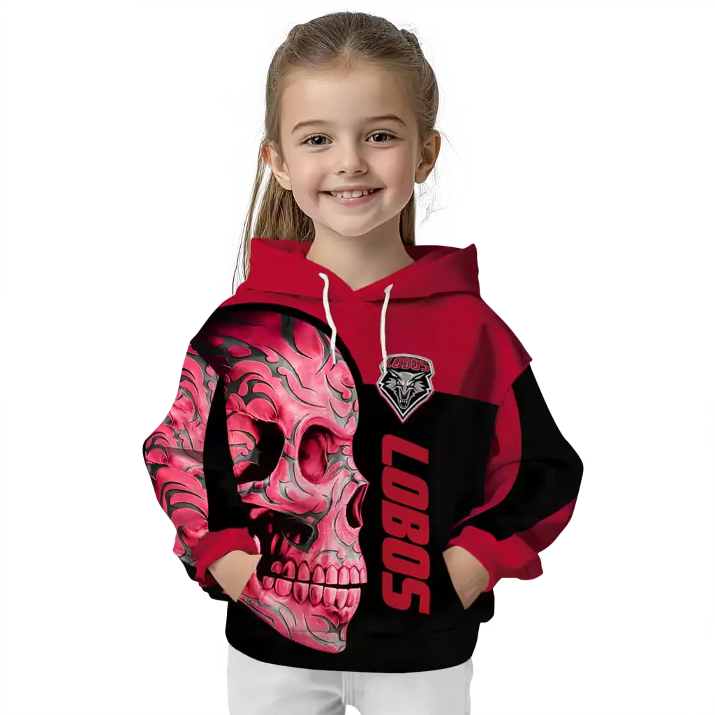 new mexico lobos skull motif red black hoodie top rated new mexico lobos skull motif red black hoodie top rated