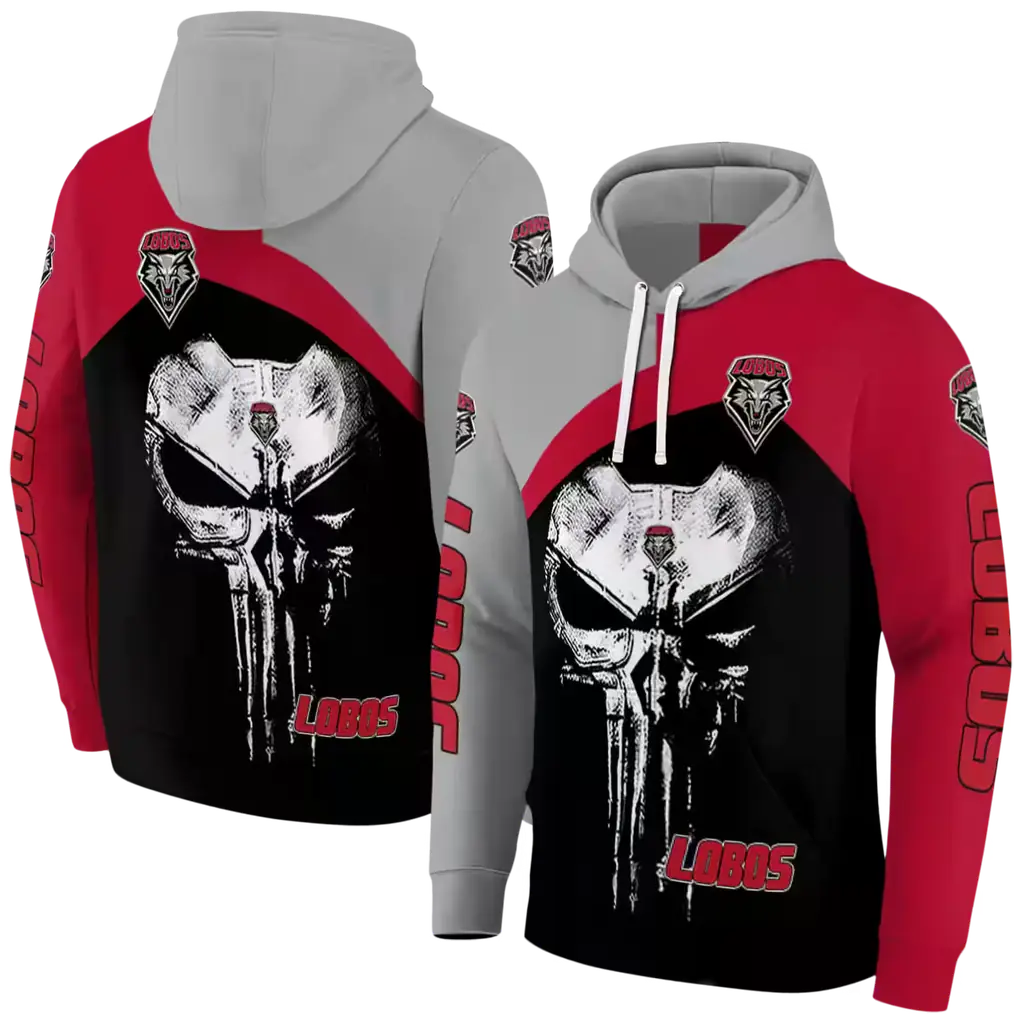 new mexico lobos skull punisher grey black hoodie fashion forward new mexico lobos skull punisher grey black hoodie fashion forward