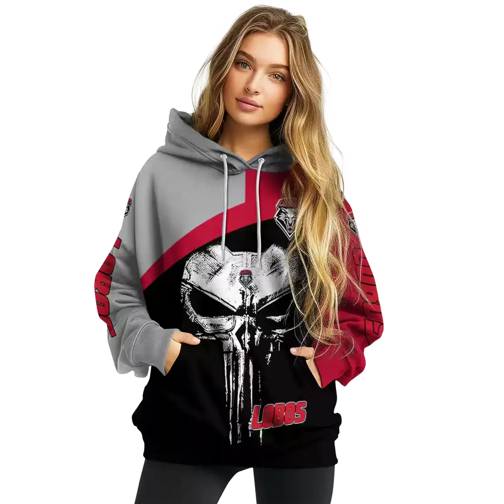 new mexico lobos skull punisher grey black hoodie high quality new mexico lobos skull punisher grey black hoodie high quality