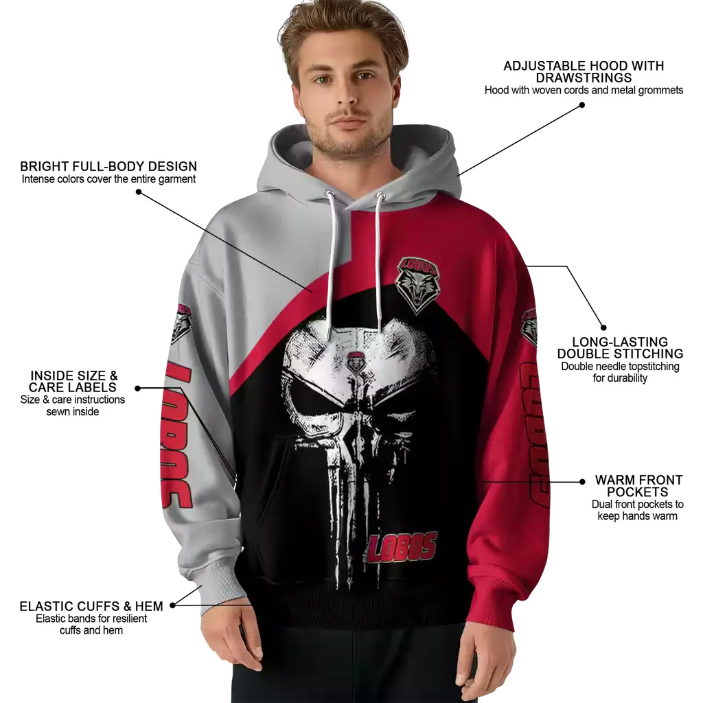 new mexico lobos skull punisher grey black hoodie latest model new mexico lobos skull punisher grey black hoodie latest model