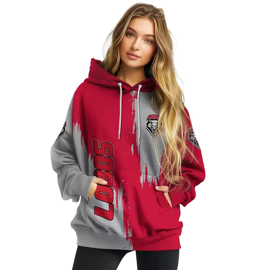 new mexico lobos splatter effect red hoodie high quality new mexico lobos splatter effect red hoodie high quality