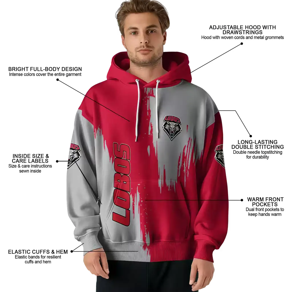 new mexico lobos splatter effect red hoodie latest model new mexico lobos splatter effect red hoodie latest model