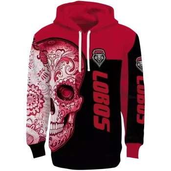 new mexico lobos sugar skull red black hoodie best selling