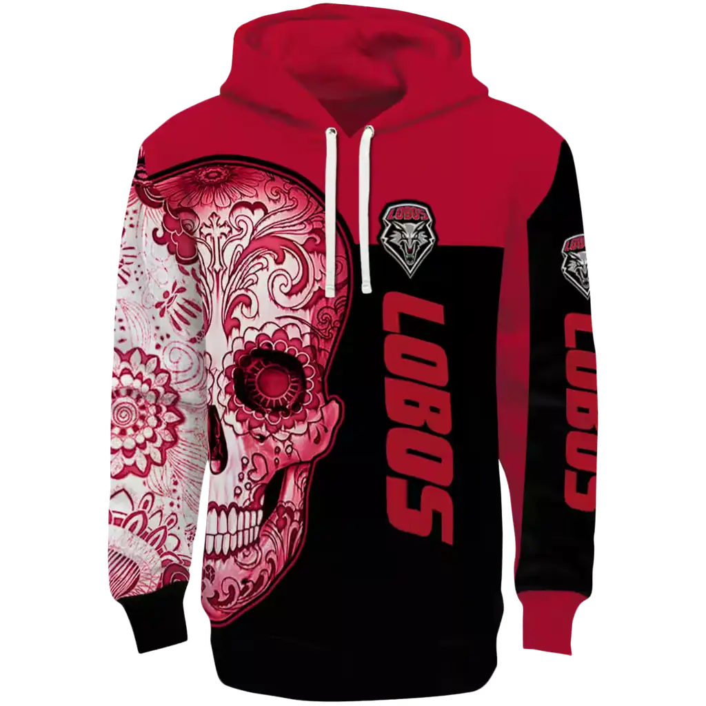 new mexico lobos sugar skull red black hoodie best selling new mexico lobos sugar skull red black hoodie best selling