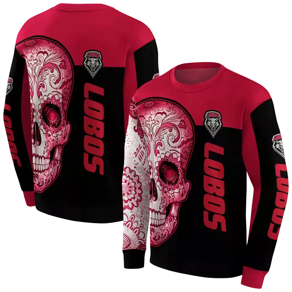 new mexico lobos sugar skull red black hoodie premium grade new mexico lobos sugar skull red black hoodie premium grade
