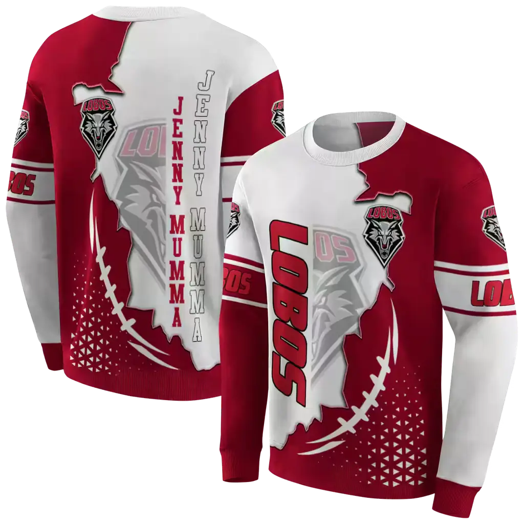 new mexico lobos triangular pattern red white hoodie premium grade new mexico lobos triangular pattern red white hoodie premium grade