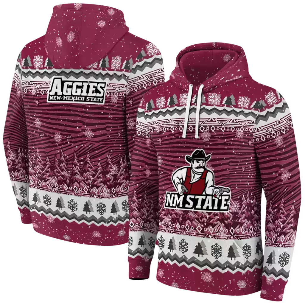 new mexico state aggies christmas trees crimson hoodie fashion forward new mexico state aggies christmas trees crimson hoodie fashion forward
