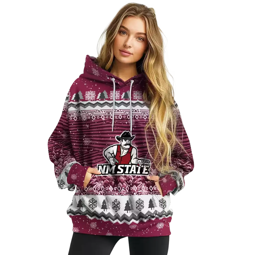 new mexico state aggies christmas trees crimson hoodie high quality new mexico state aggies christmas trees crimson hoodie high quality