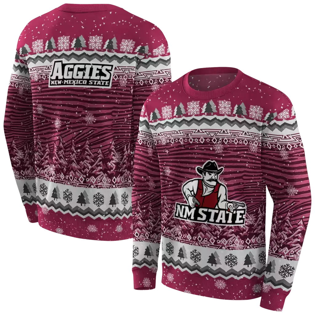 new mexico state aggies christmas trees crimson hoodie premium grade new mexico state aggies christmas trees crimson hoodie premium grade