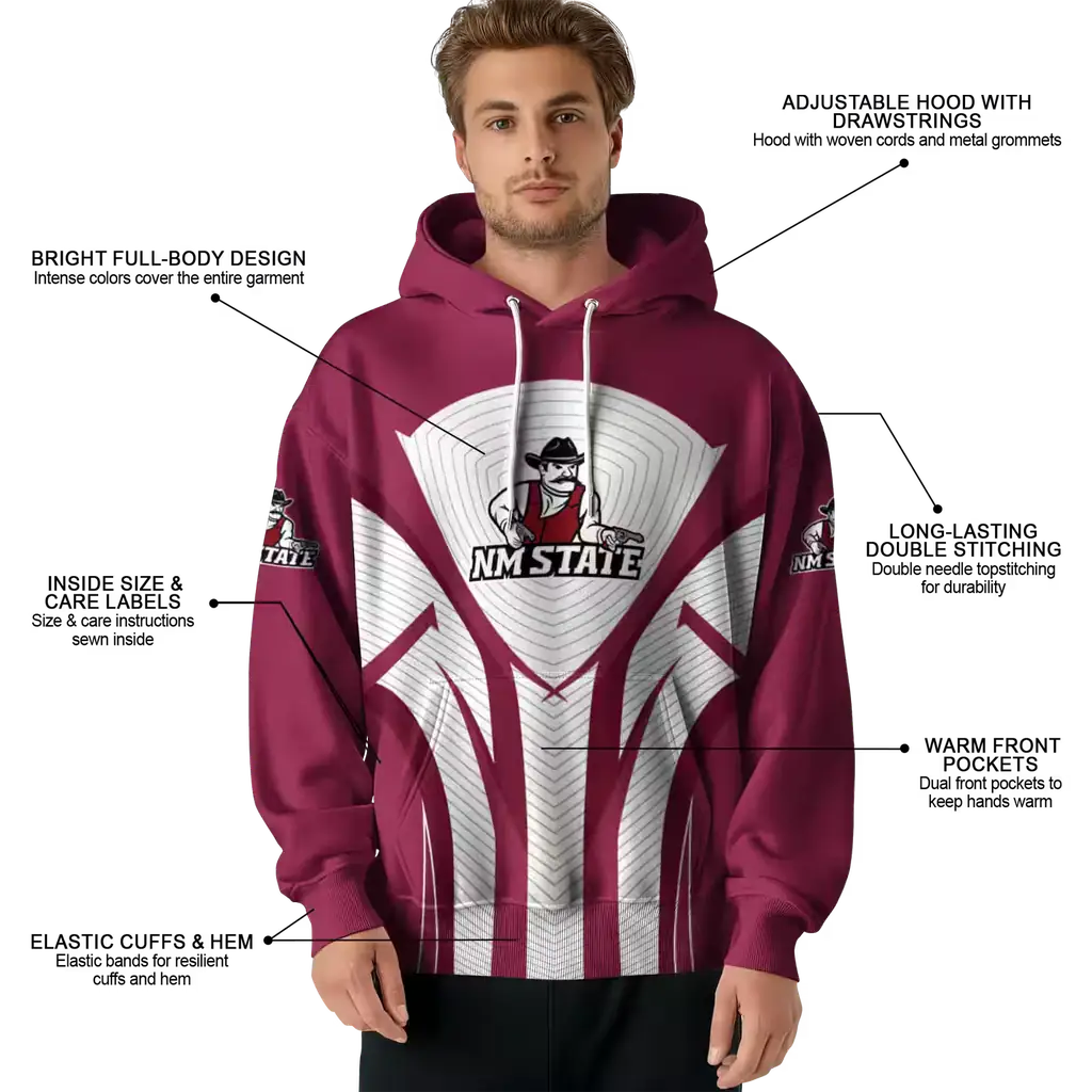 new mexico state aggies concentric lines crimson black hoodie latest model new mexico state aggies concentric lines crimson black hoodie latest model