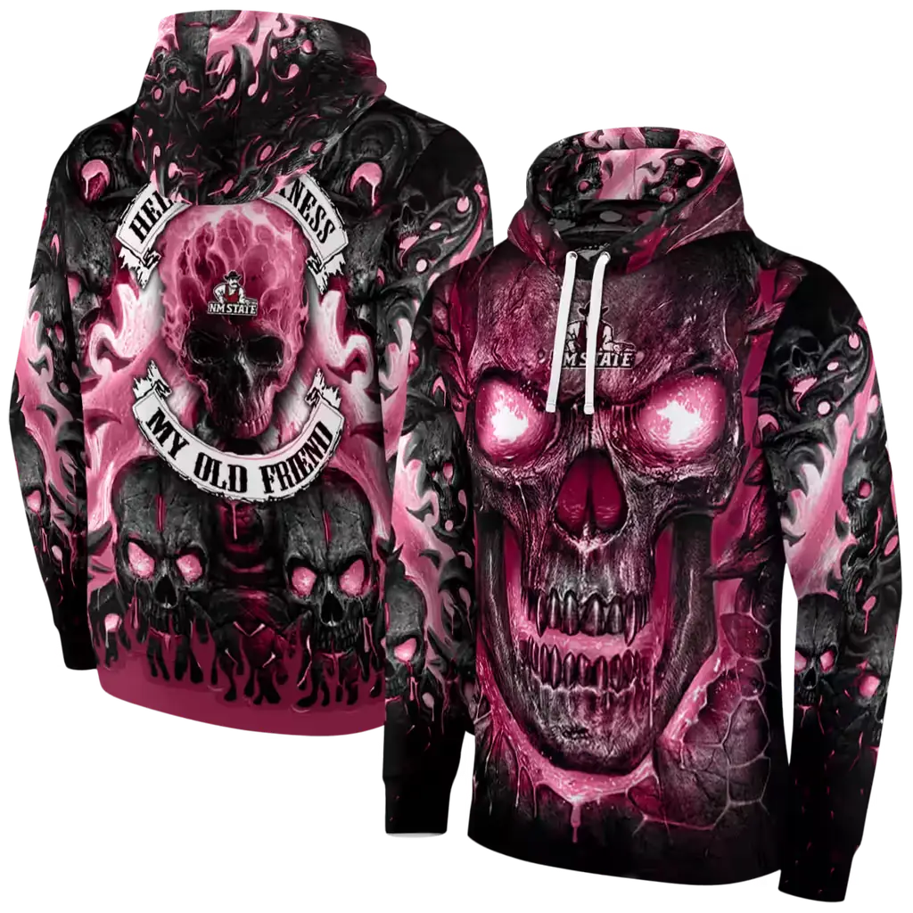 new mexico state aggies demonic skull crimson black hoodie fashion forward new mexico state aggies demonic skull crimson black hoodie fashion forward