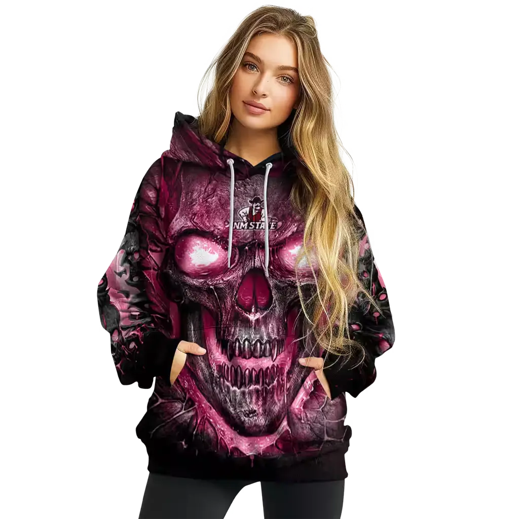 new mexico state aggies demonic skull crimson black hoodie high quality new mexico state aggies demonic skull crimson black hoodie high quality