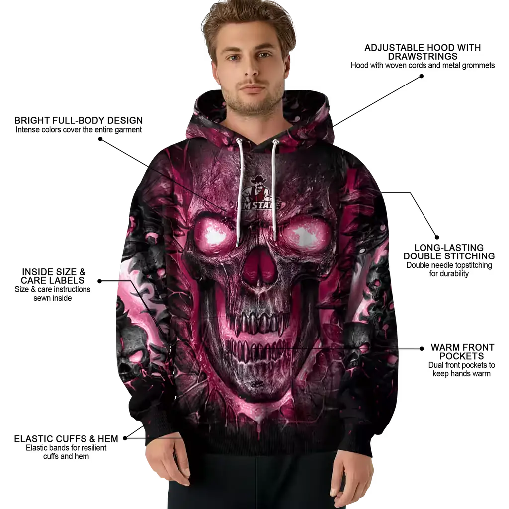 new mexico state aggies demonic skull crimson black hoodie latest model new mexico state aggies demonic skull crimson black hoodie latest model