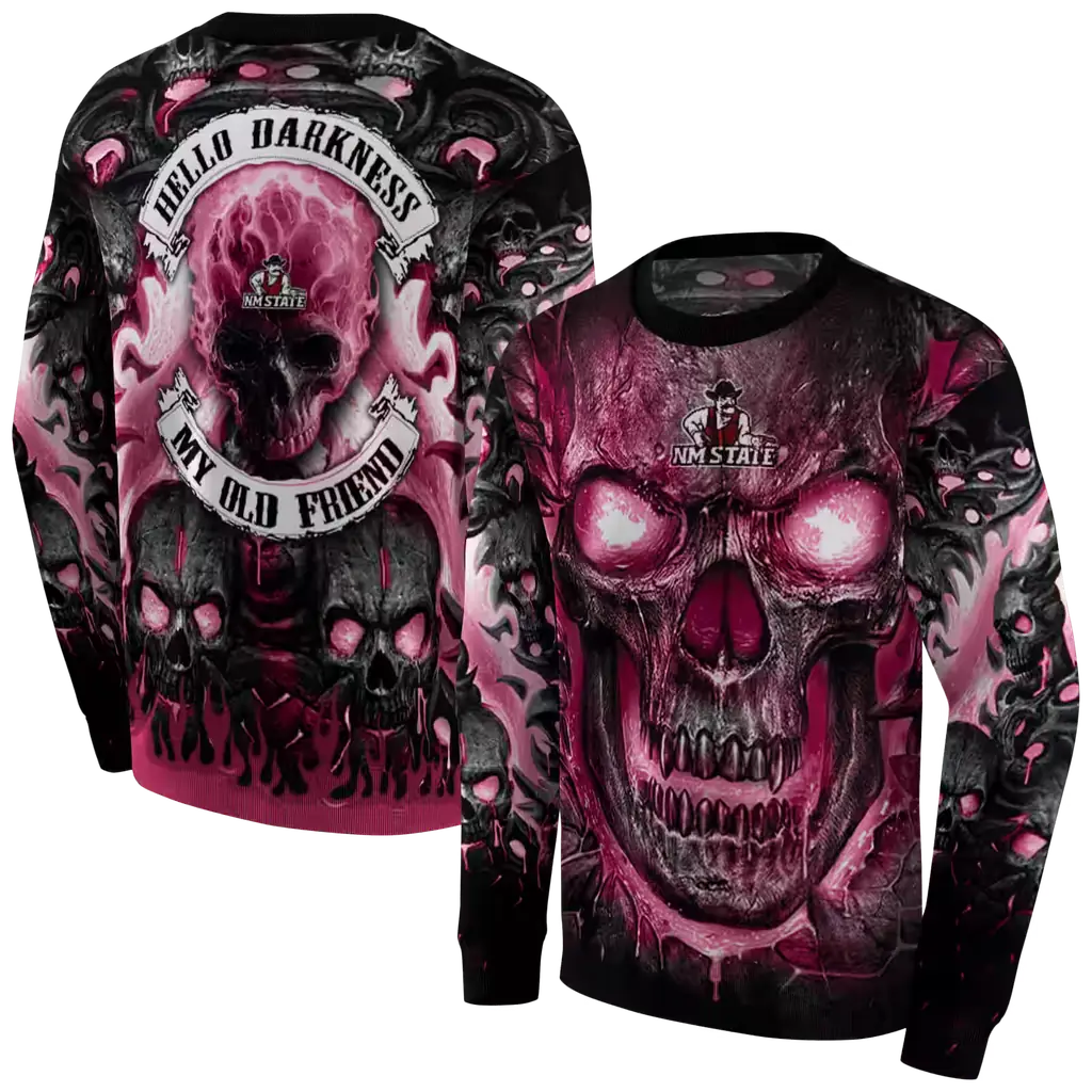 new mexico state aggies demonic skull crimson black hoodie premium grade new mexico state aggies demonic skull crimson black hoodie premium grade