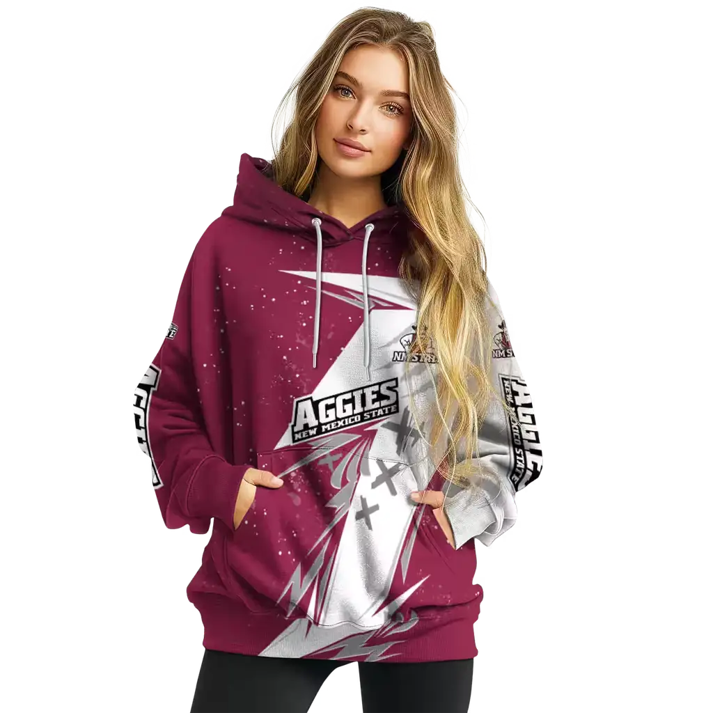new mexico state aggies dynamic slash crimson white hoodie high quality new mexico state aggies dynamic slash crimson white hoodie high quality