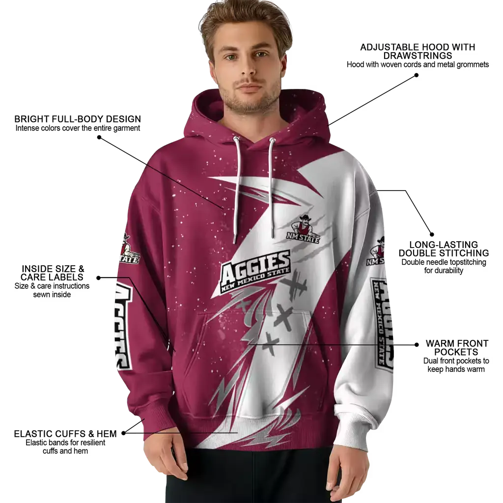 new mexico state aggies dynamic slash crimson white hoodie latest model new mexico state aggies dynamic slash crimson white hoodie latest model