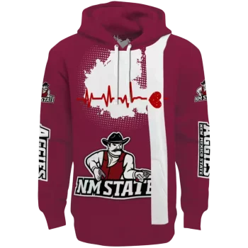 new mexico state aggies football heartbeat crimson hoodie best selling