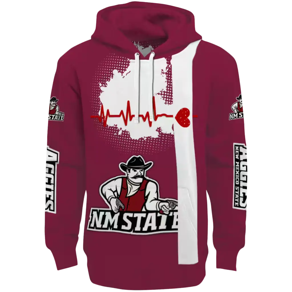 new mexico state aggies football heartbeat crimson hoodie best selling new mexico state aggies football heartbeat crimson hoodie best selling