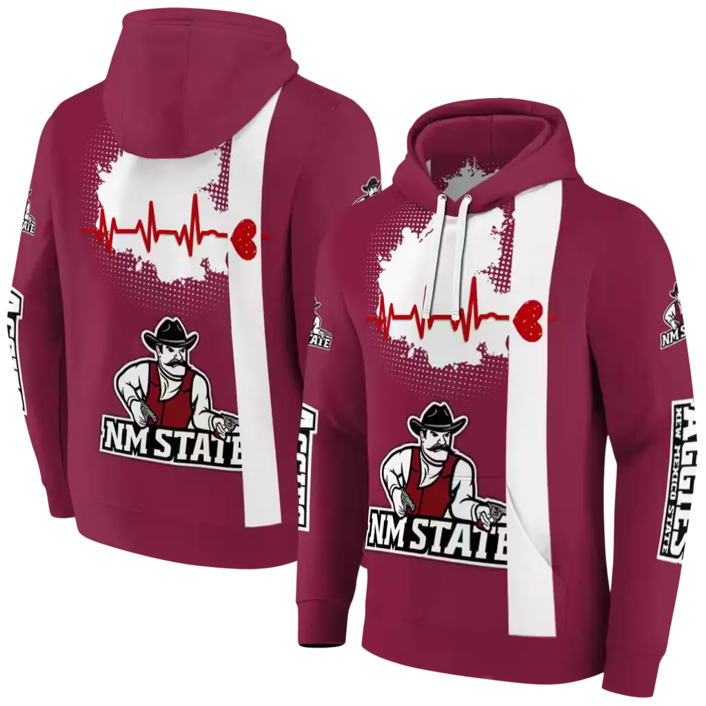 new mexico state aggies football heartbeat crimson hoodie fashion forward new mexico state aggies football heartbeat crimson hoodie fashion forward