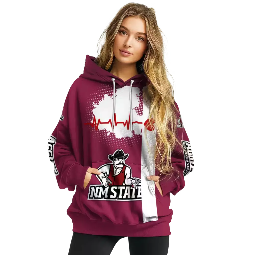 new mexico state aggies football heartbeat crimson hoodie high quality new mexico state aggies football heartbeat crimson hoodie high quality