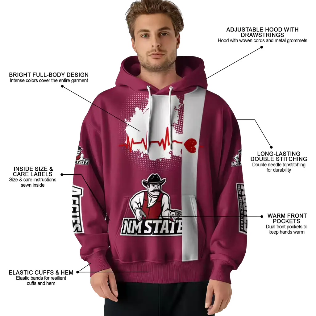 new mexico state aggies football heartbeat crimson hoodie latest model new mexico state aggies football heartbeat crimson hoodie latest model