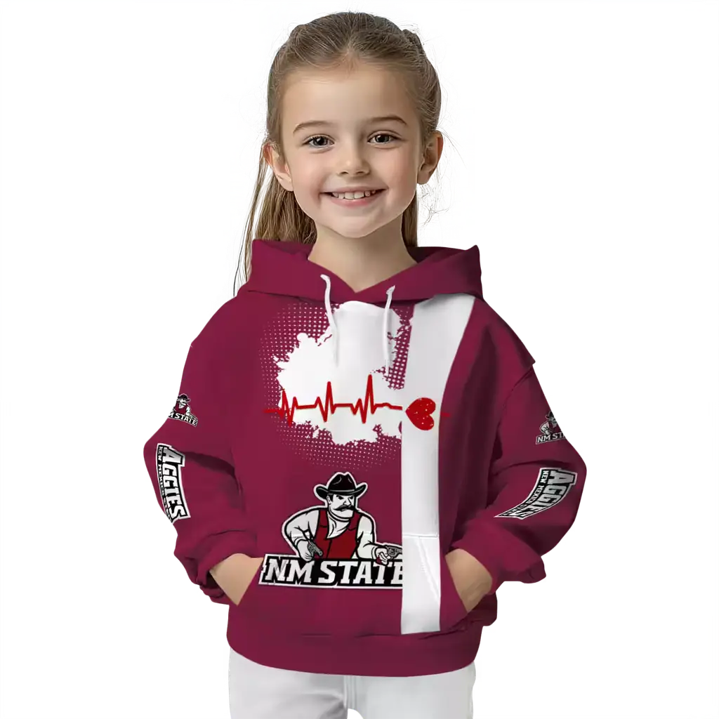 new mexico state aggies football heartbeat crimson hoodie top rated new mexico state aggies football heartbeat crimson hoodie top rated