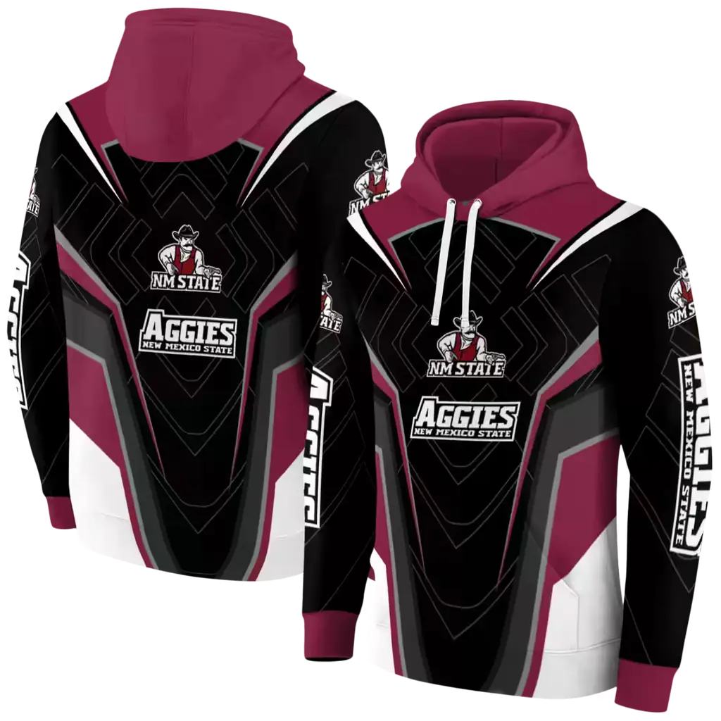 new mexico state aggies futuristic pattern crimson black hoodie fashion forward new mexico state aggies futuristic pattern crimson black hoodie fashion forward