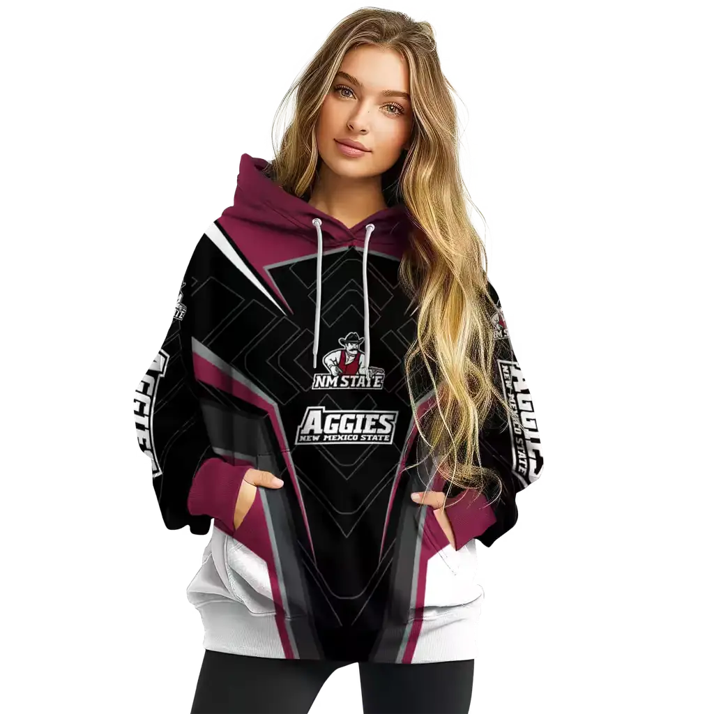 new mexico state aggies futuristic pattern crimson black hoodie high quality new mexico state aggies futuristic pattern crimson black hoodie high quality