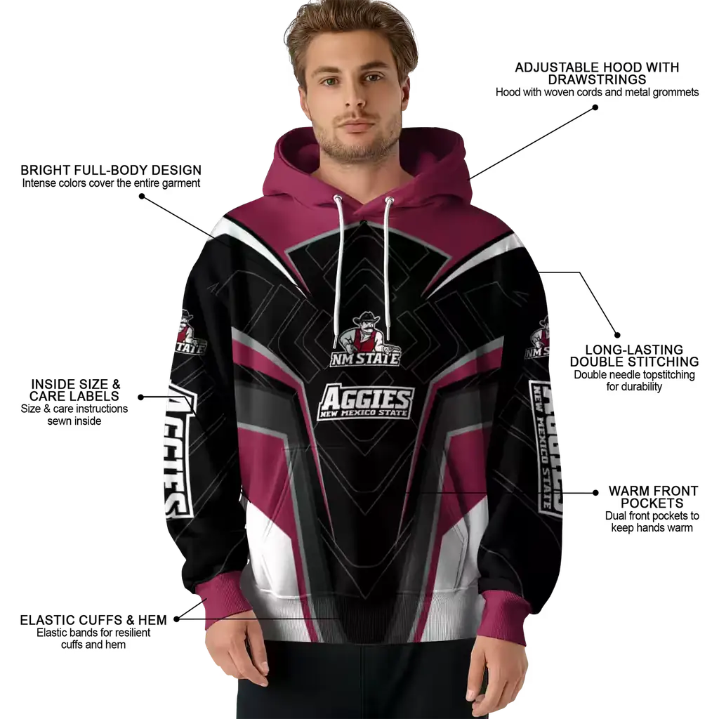 new mexico state aggies futuristic pattern crimson black hoodie latest model new mexico state aggies futuristic pattern crimson black hoodie latest model