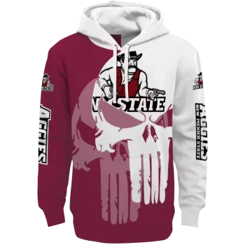 new mexico state aggies graphic punisher crimson white hoodie best selling